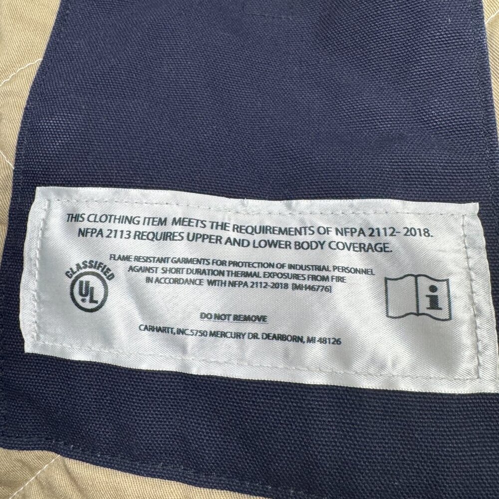 Carhartt 101618 - Flame-Resistant Duck Traditional Coat - Quilt Lined Navy Q4 LG - Picture 8 of 13